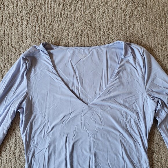 Women’s Long Sleeve V-Neck Bodysuit – Light Blue – NIP – Shaperx - Picture 3 of 12